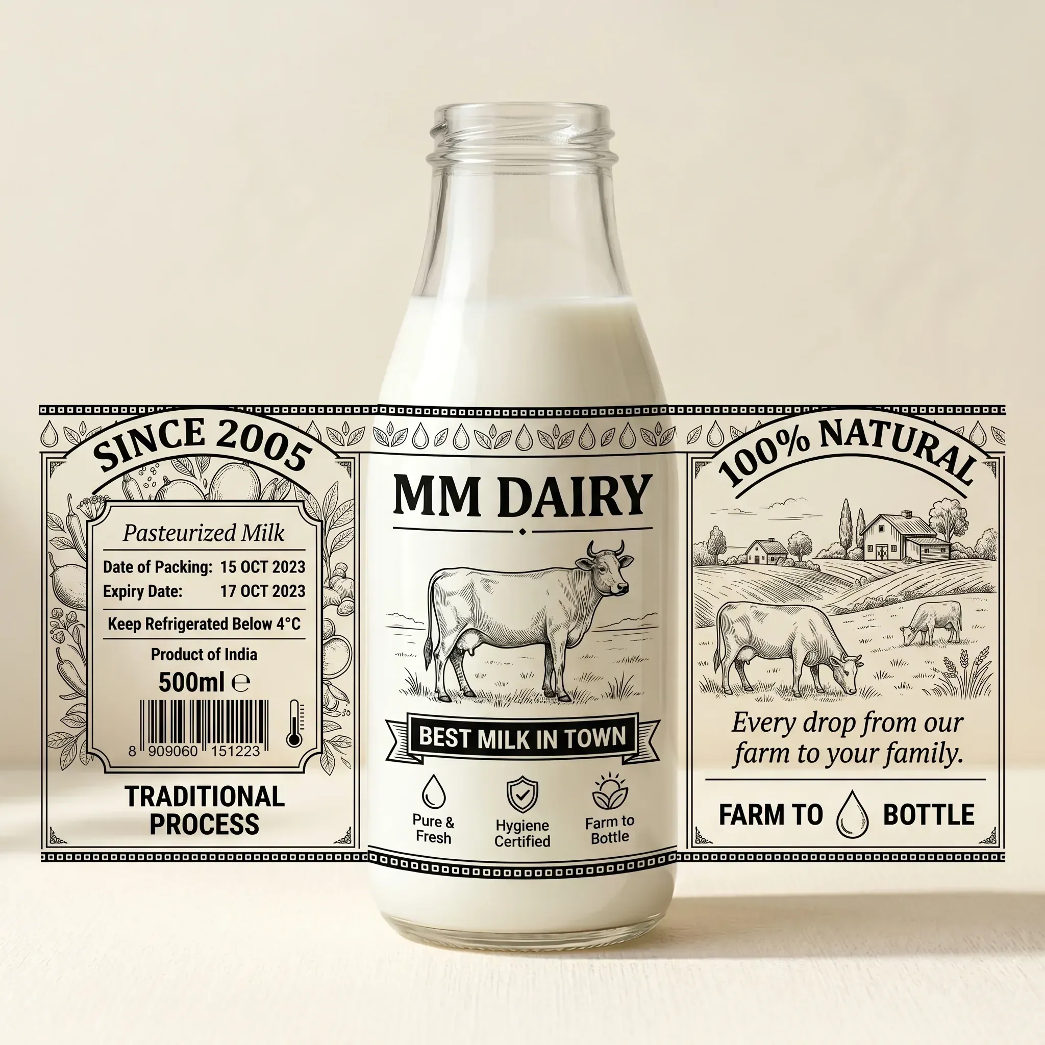 Fully printed branded bottle